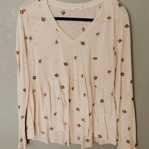 White Floral V-NECK Blouse